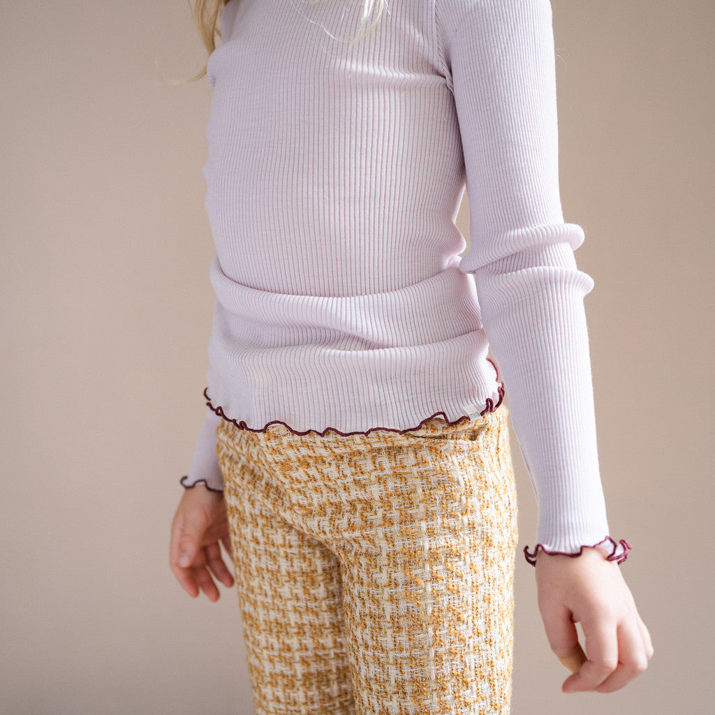 minimalisma Atlantic-frill - Children's wool long sleeve top Blouse for kids Peony with Bordeaux