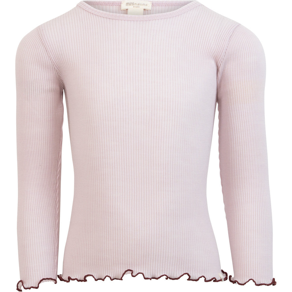 minimalisma Atlantic-frill - Children's wool long sleeve top Blouse for kids Peony with Bordeaux