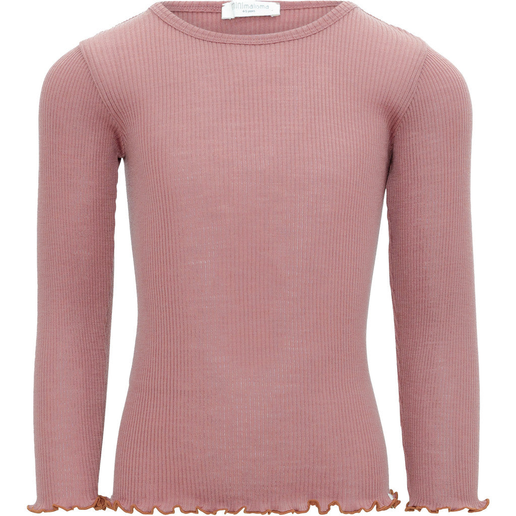 minimalisma Atlantic-frill - Children's wool long sleeve top Blouse for kids Rose