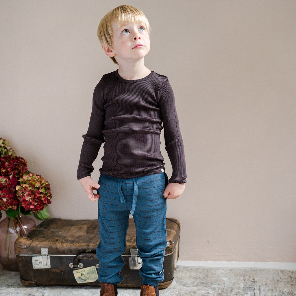 minimalisma Atlantic - Children's wool long sleeve top Blouse for kids Dark Chocolate