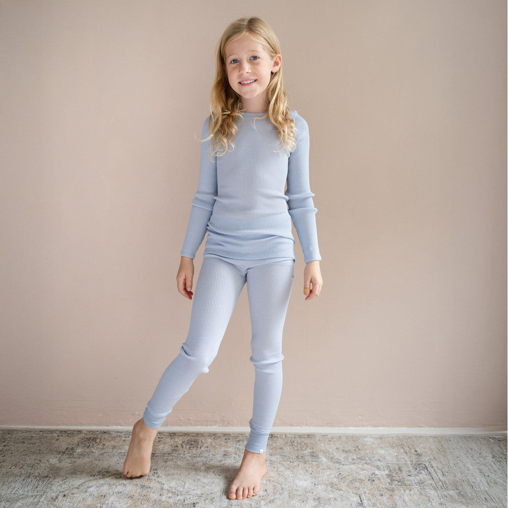 minimalisma Atlantic - Children's wool long sleeve top Blouse for kids Frost Blue