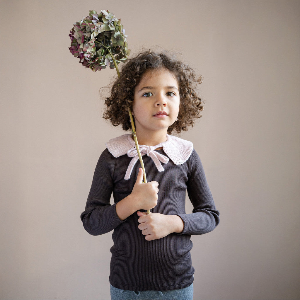 minimalisma Atlantic - Children's wool long sleeve top Blouse for kids Dark Chocolate