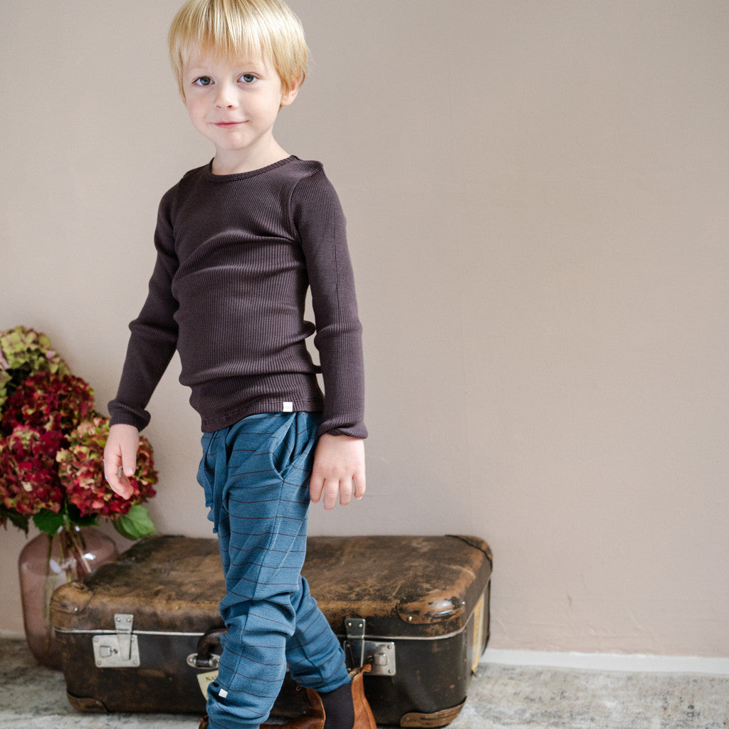 minimalisma Atlantic - Children's wool long sleeve top Blouse for kids Dark Chocolate