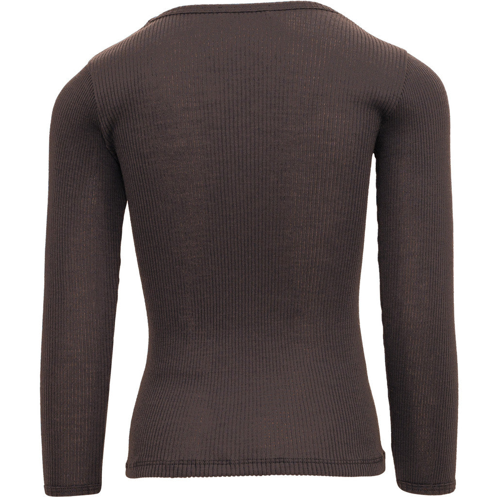minimalisma Atlantic - Children's wool long sleeve top Blouse for kids Dark Chocolate