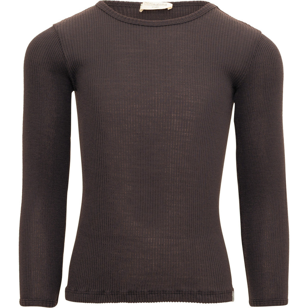 minimalisma Atlantic - Children's wool long sleeve top Blouse for kids Dark Chocolate
