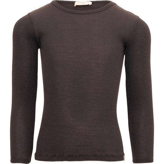 minimalisma Atlantic - Children's wool long sleeve top Blouse for kids Dark Chocolate