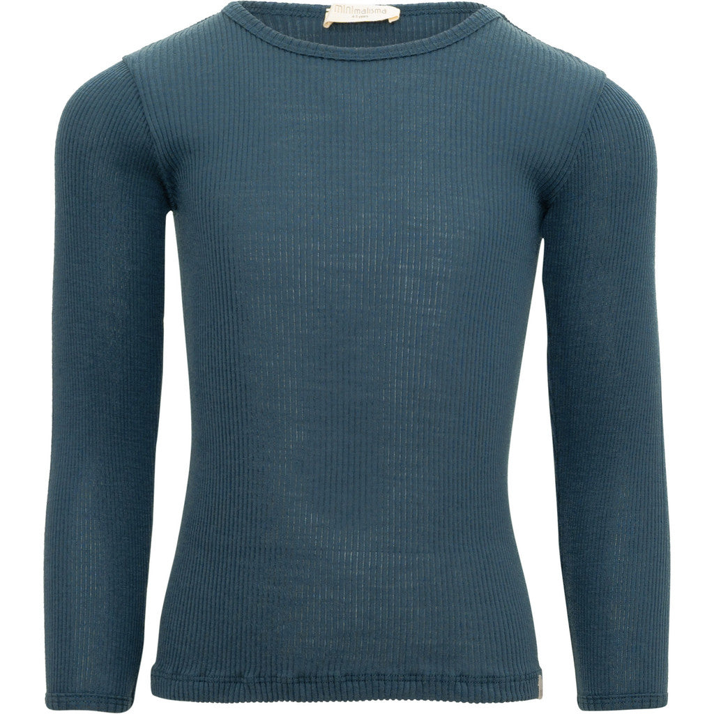 minimalisma Atlantic - Children's wool long sleeve top Blouse for kids Surf Blue
