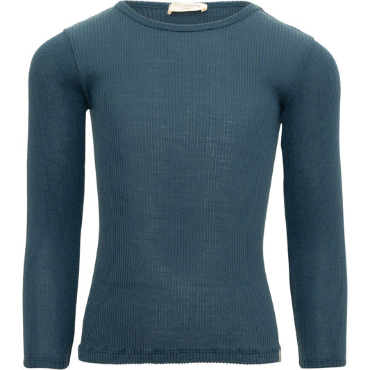 minimalisma Atlantic - Children's wool long sleeve top Blouse for kids Surf Blue
