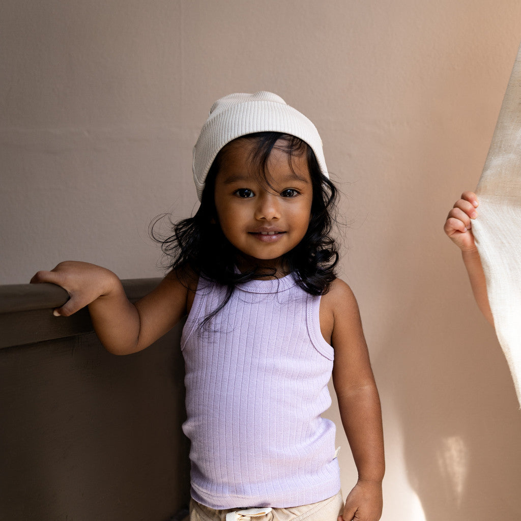 minimalisma Bambi - Children's silk beanie Hat / Bonnet Cream