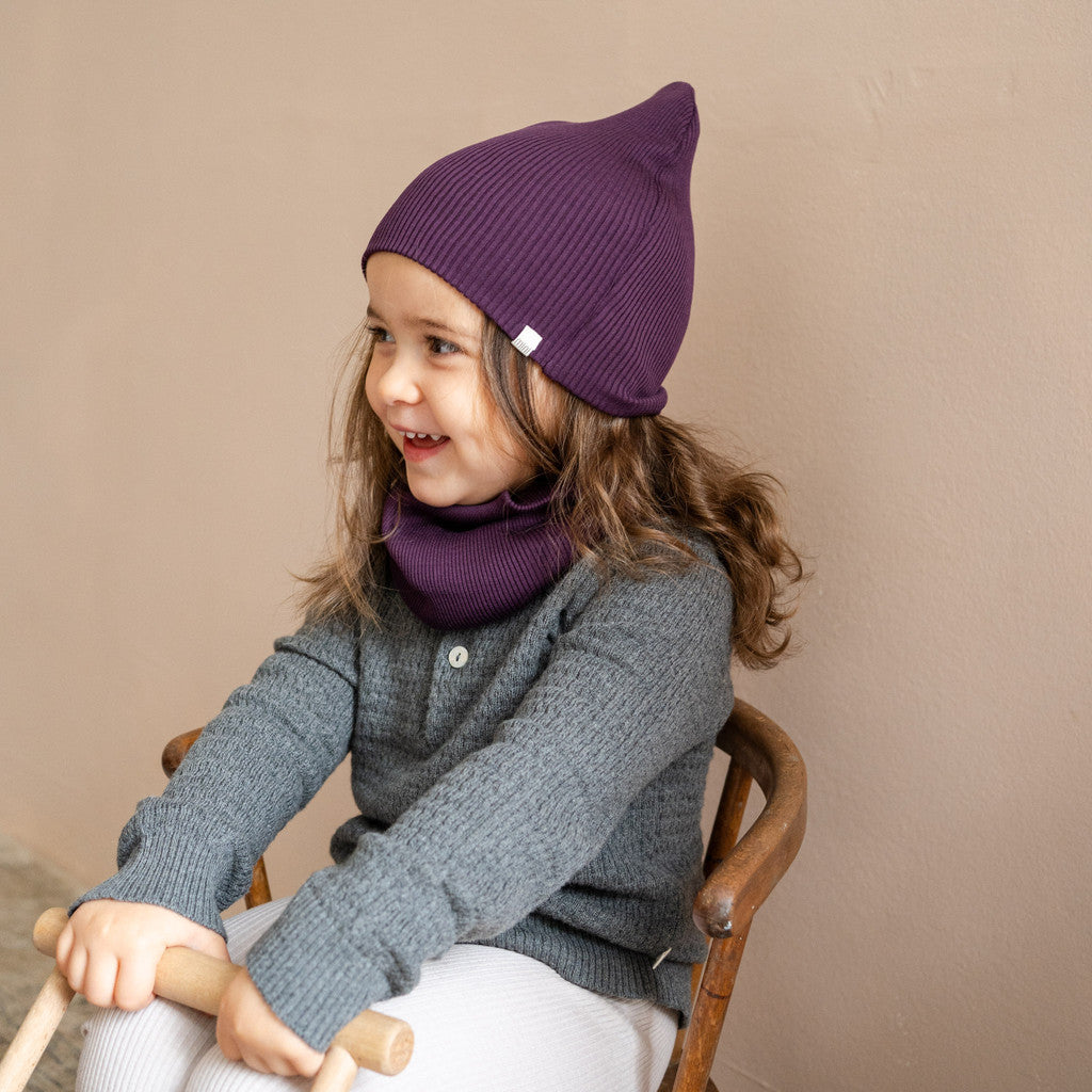 minimalisma Bambi - Children's silk beanie Hat / Bonnet Blackberry