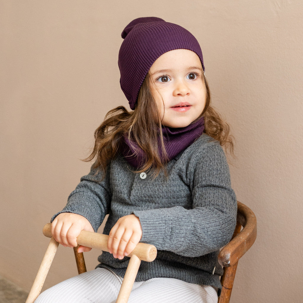 minimalisma Bambi - Children's silk beanie Hat / Bonnet Blackberry