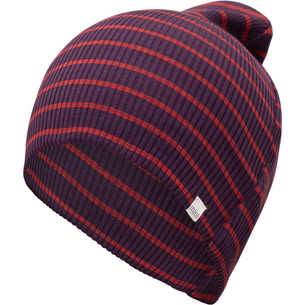 minimalisma Bambi - Children's silk beanie Hat / Bonnet Blackberry Red Stripes