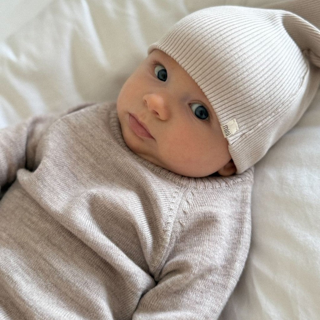 minimalisma Bambi - Children's silk beanie Hat / Bonnet Ecru