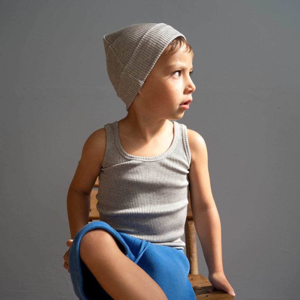 minimalisma Bambi - Children's silk beanie Hat / Bonnet Grey Melange