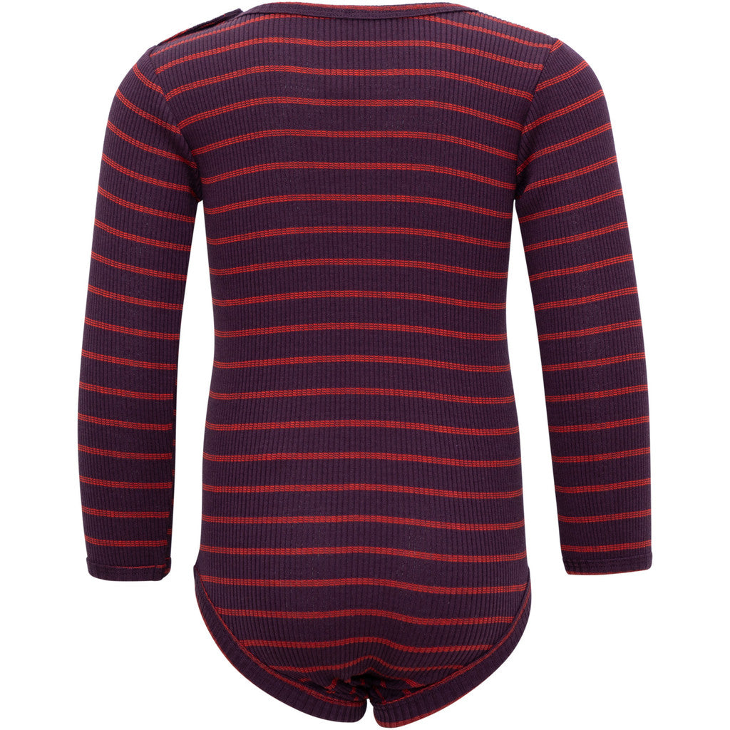 minimalisma Bandit - Baby silk long sleeve bodysuit Body Blackberry Red Stripes