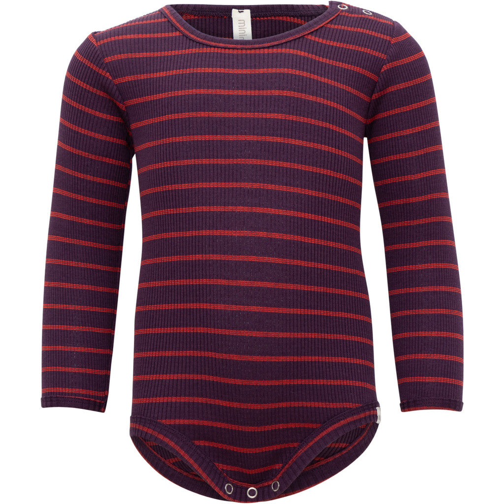 minimalisma Bandit - Baby silk long sleeve bodysuit Body Blackberry Red Stripes