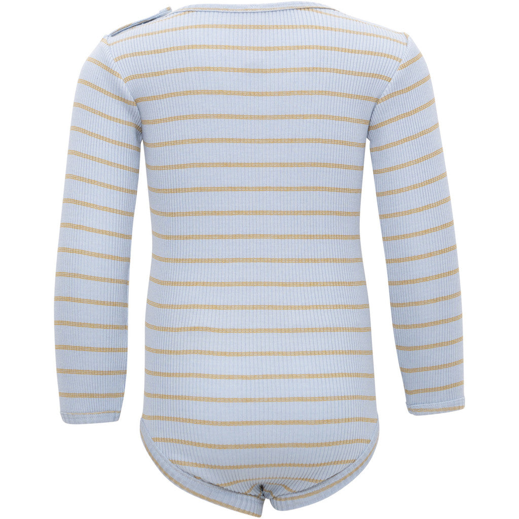 minimalisma Bandit - Baby silk long sleeve bodysuit Body Clear Olive Stripes