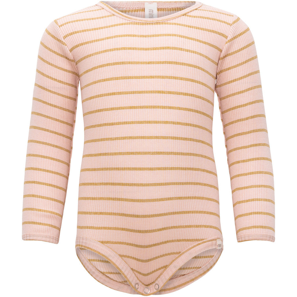 minimalisma Bandit - Baby silk long sleeve bodysuit Body Sweet Olive Stripes