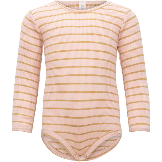 minimalisma Bandit - Baby silk long sleeve bodysuit Body Sweet Olive Stripes