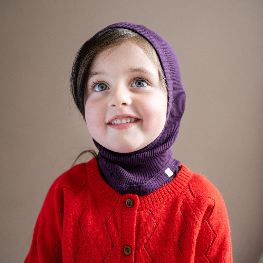 minimalisma Belefant - Children's silk balaclava Hat / Bonnet Blackberry