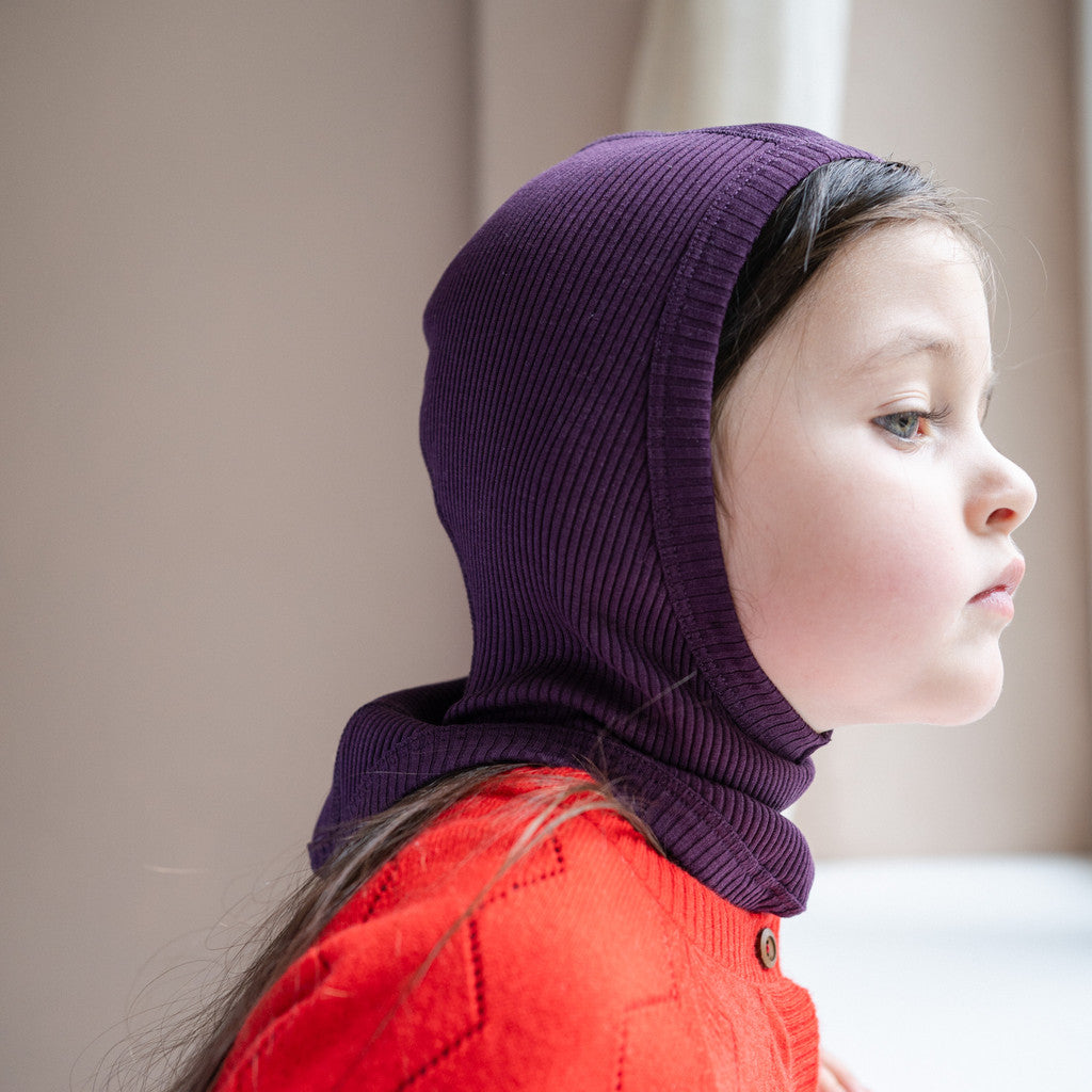 minimalisma Belefant - Children's silk balaclava Hat / Bonnet Blackberry
