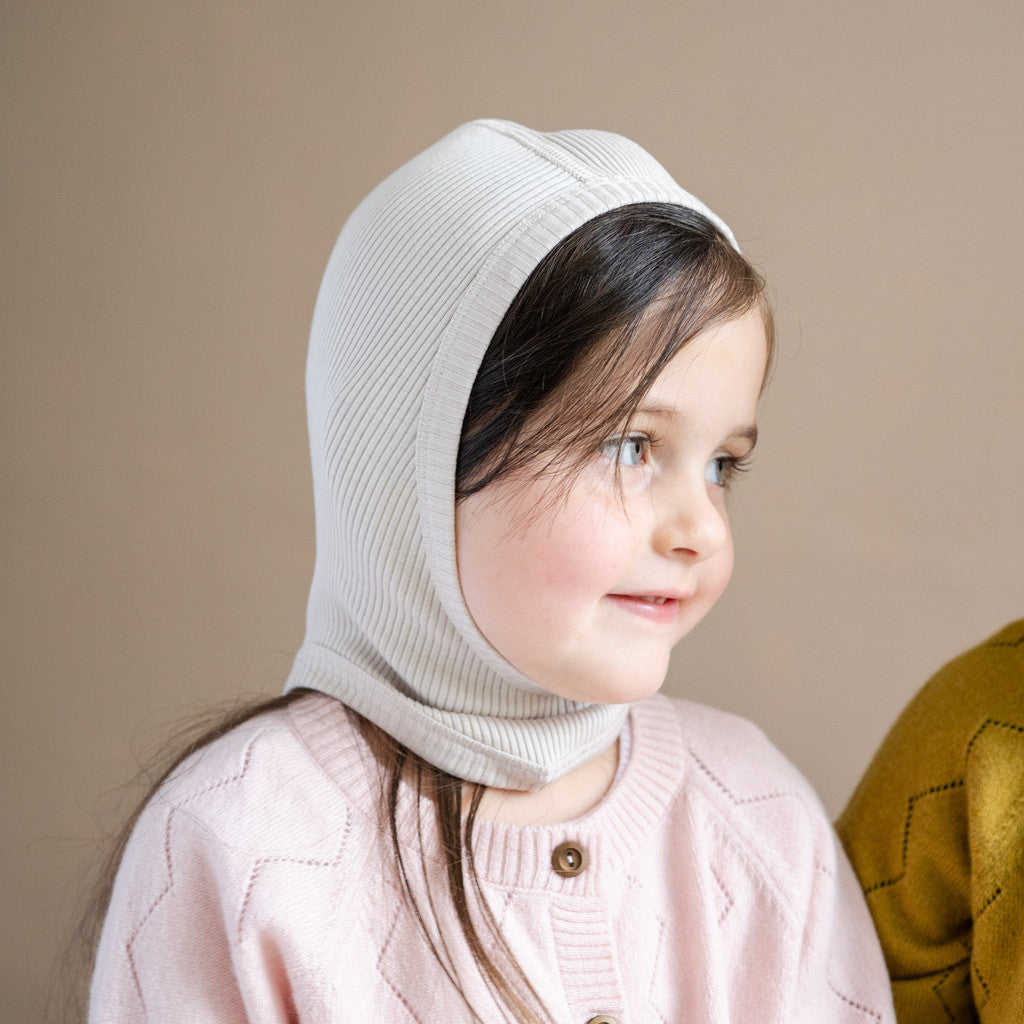minimalisma Belefant - Children's silk balaclava Hat / Bonnet Ecru