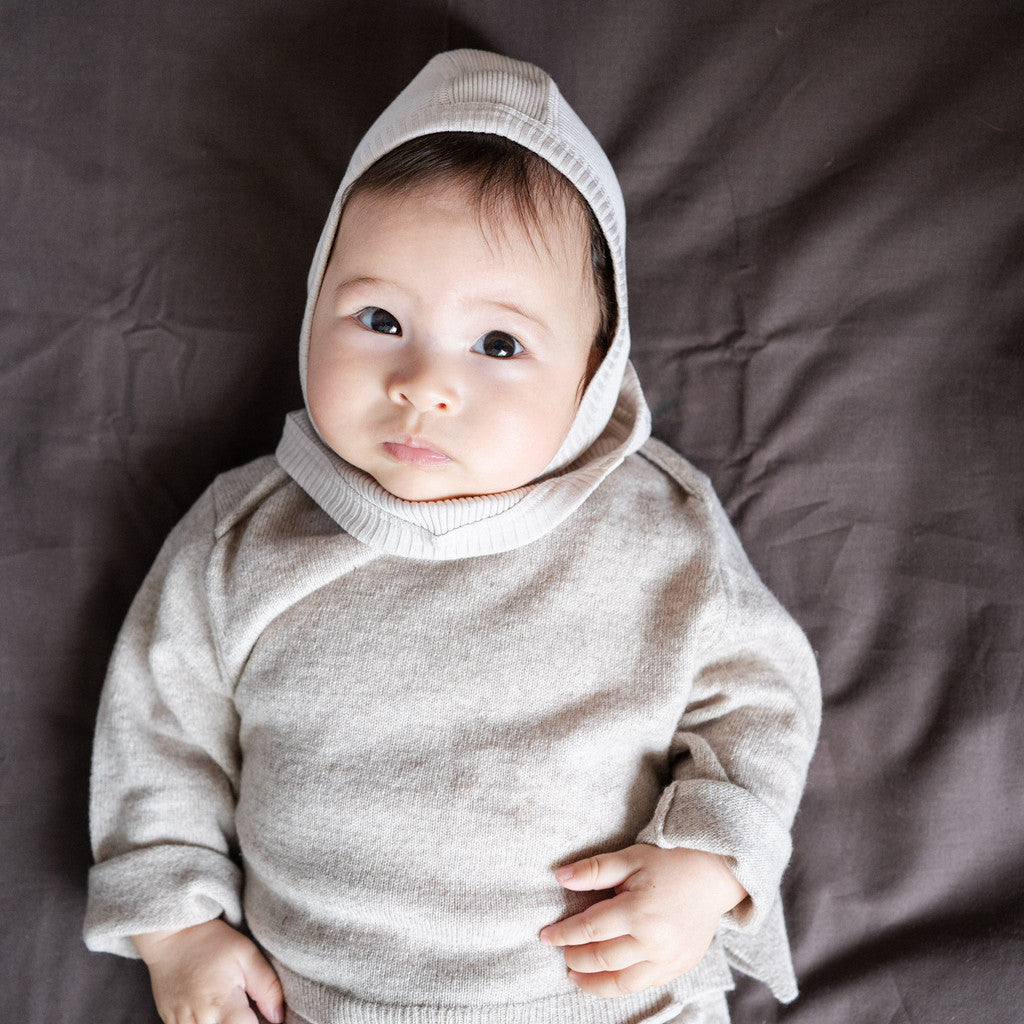 minimalisma Belefant - Children's silk balaclava Hat / Bonnet Ecru