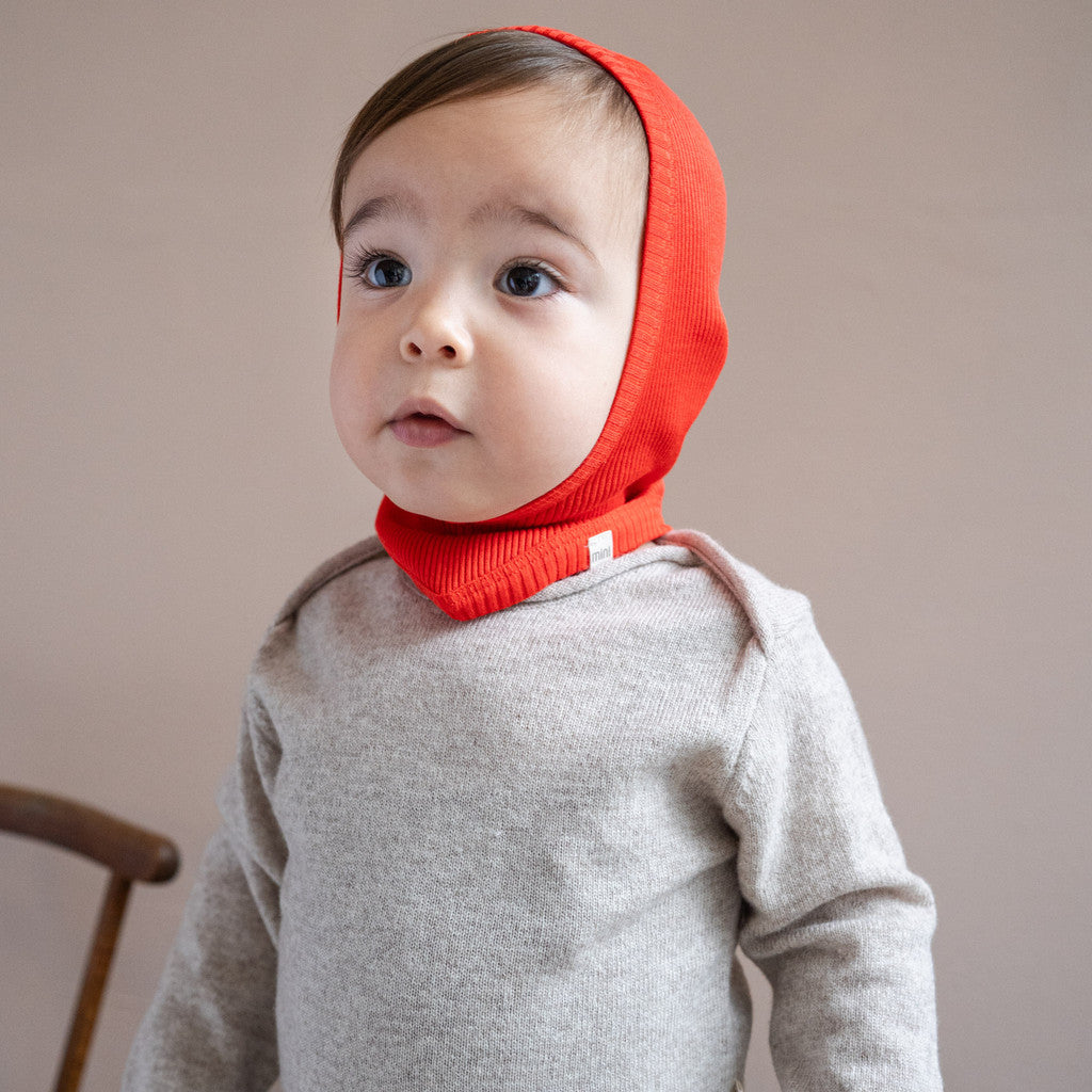 minimalisma Belefant - Children's silk balaclava Hat / Bonnet Red