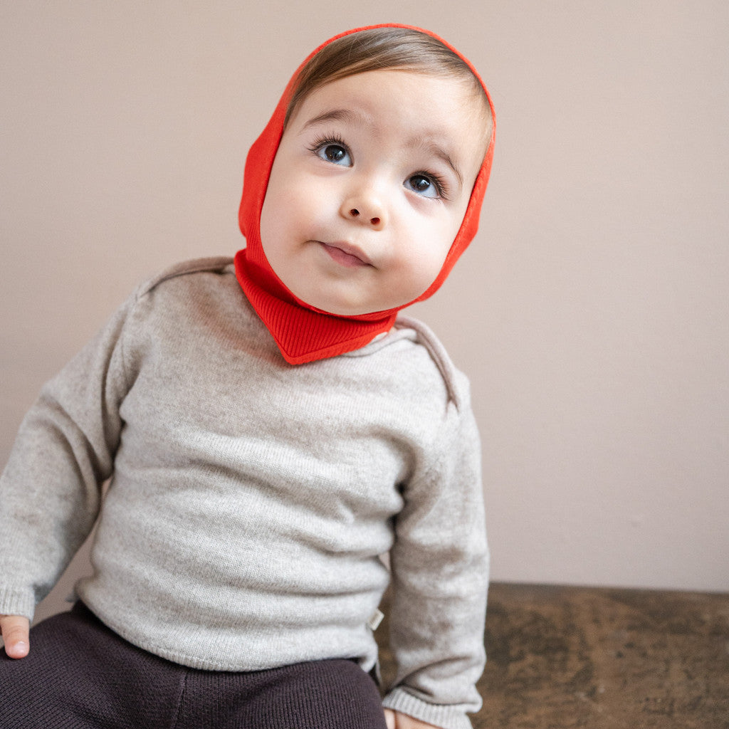 minimalisma Belefant - Children's silk balaclava Hat / Bonnet Red