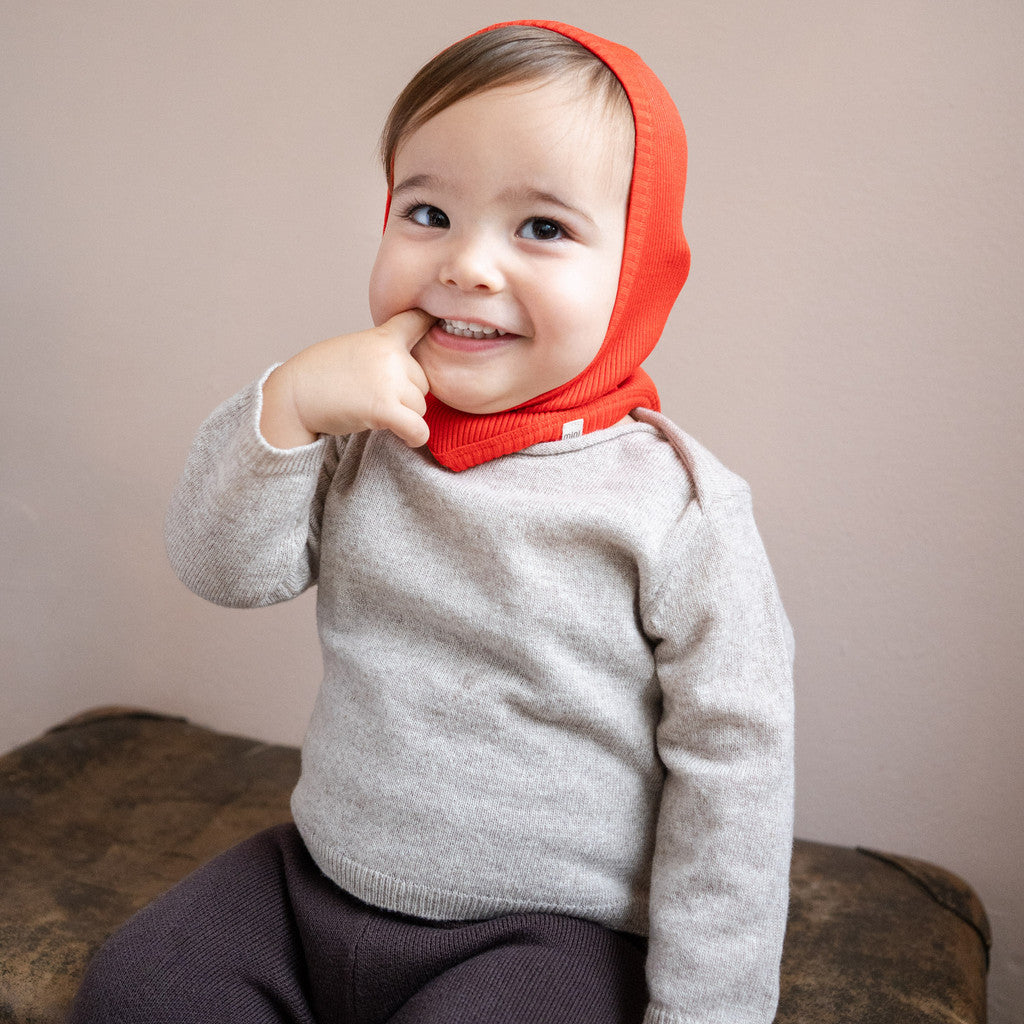 minimalisma Belefant - Children's silk balaclava Hat / Bonnet Red
