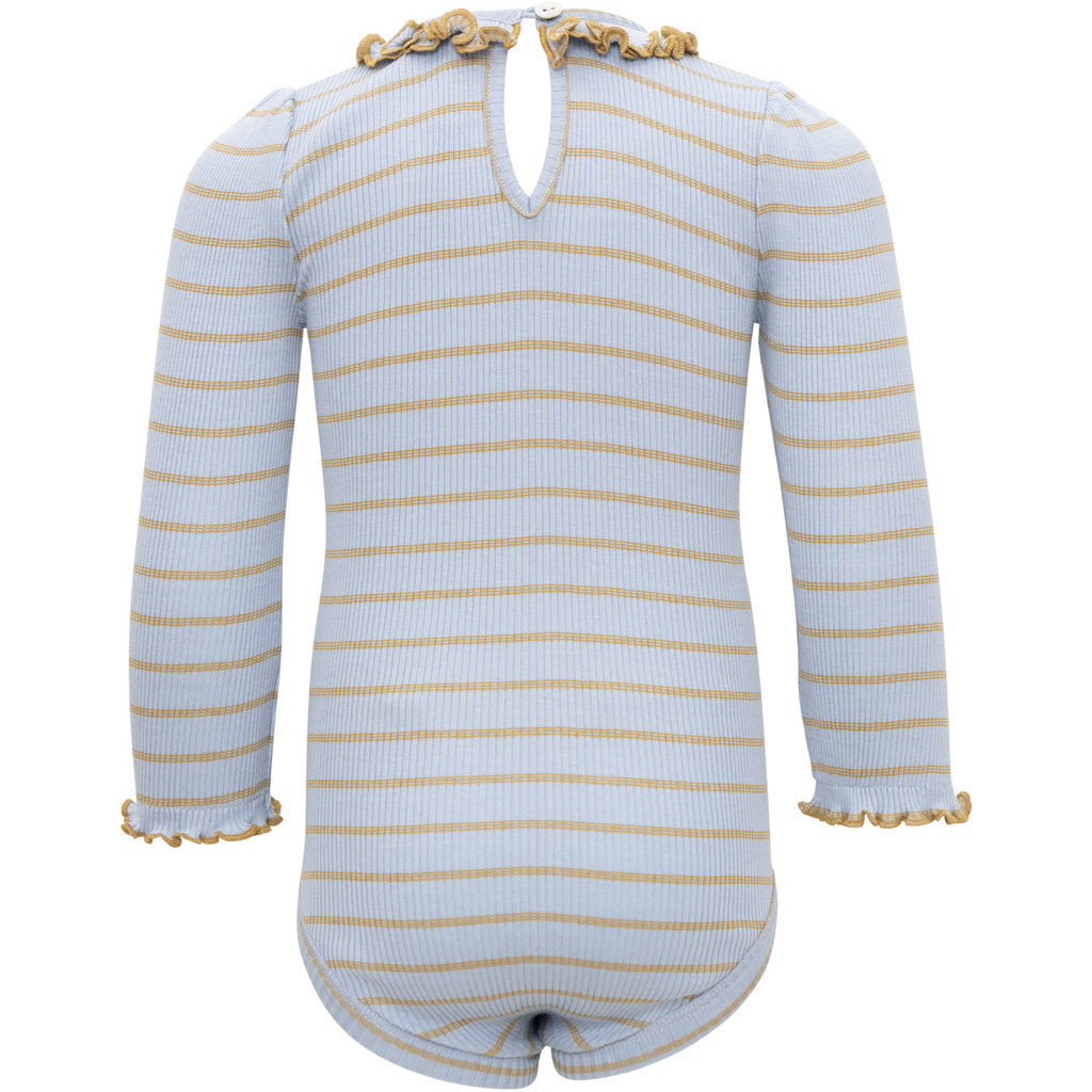 minimalisma Belly - silk long sleeve bodysuit with ruffles Body Clear Olive Stripes