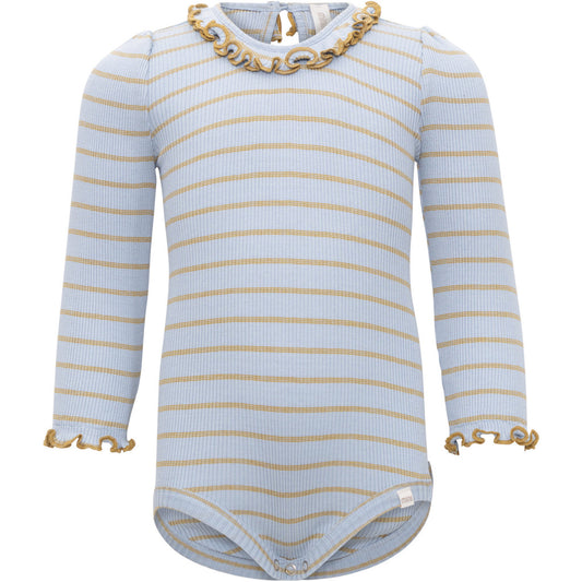 minimalisma Belly - silk long sleeve bodysuit with ruffles Body Clear Olive Stripes