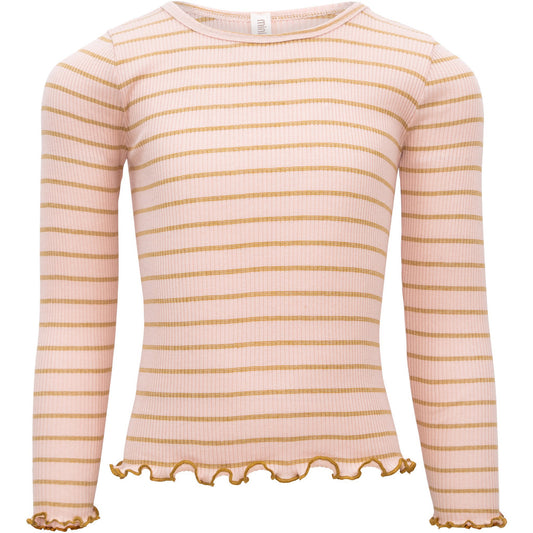 minimalisma Bergen-frill - Children's silk long sleeve top Blouse for kids Sweet Olive Stripes