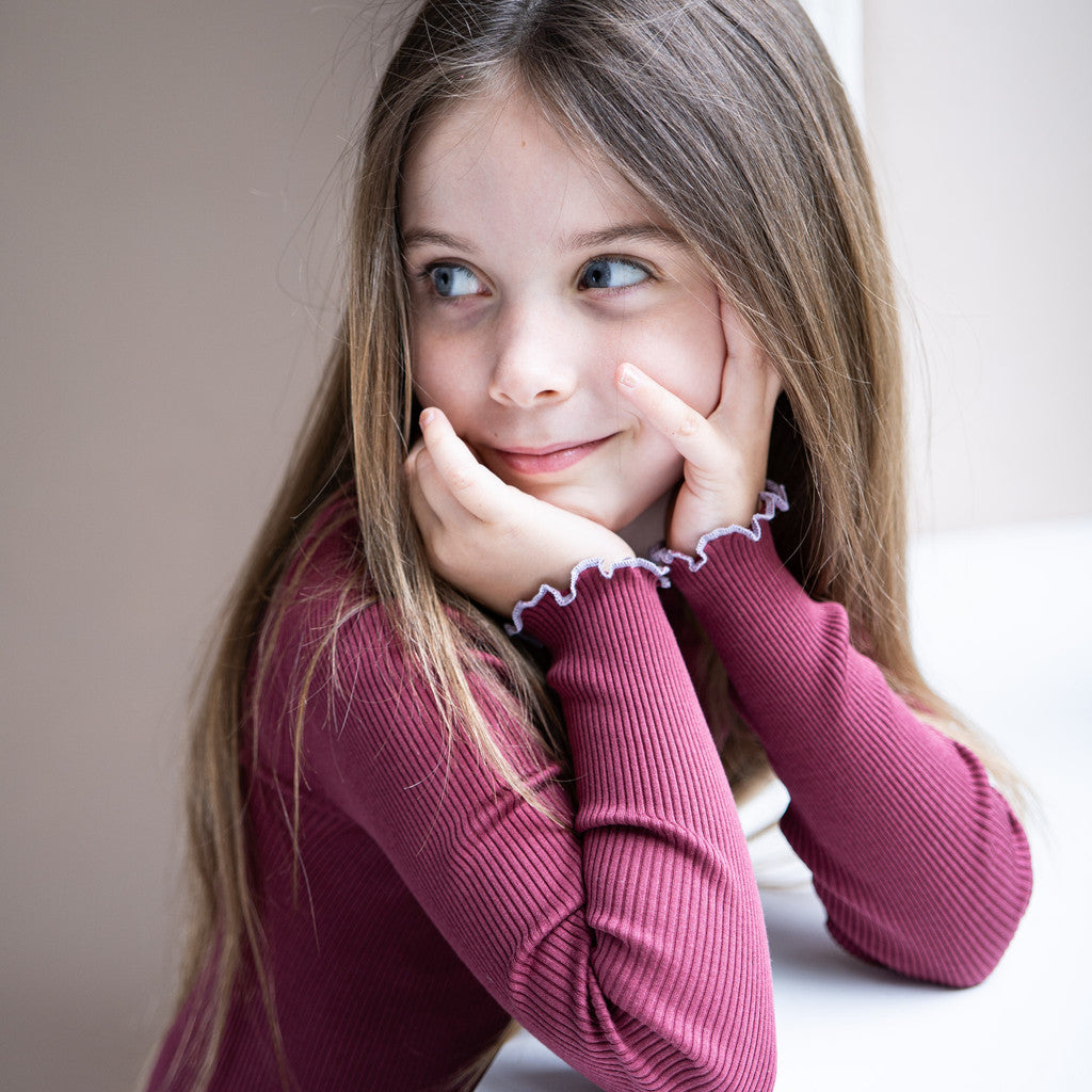 minimalisma Bergen-frill 2-6Y Blouse for kids Pomegranate with Mauve