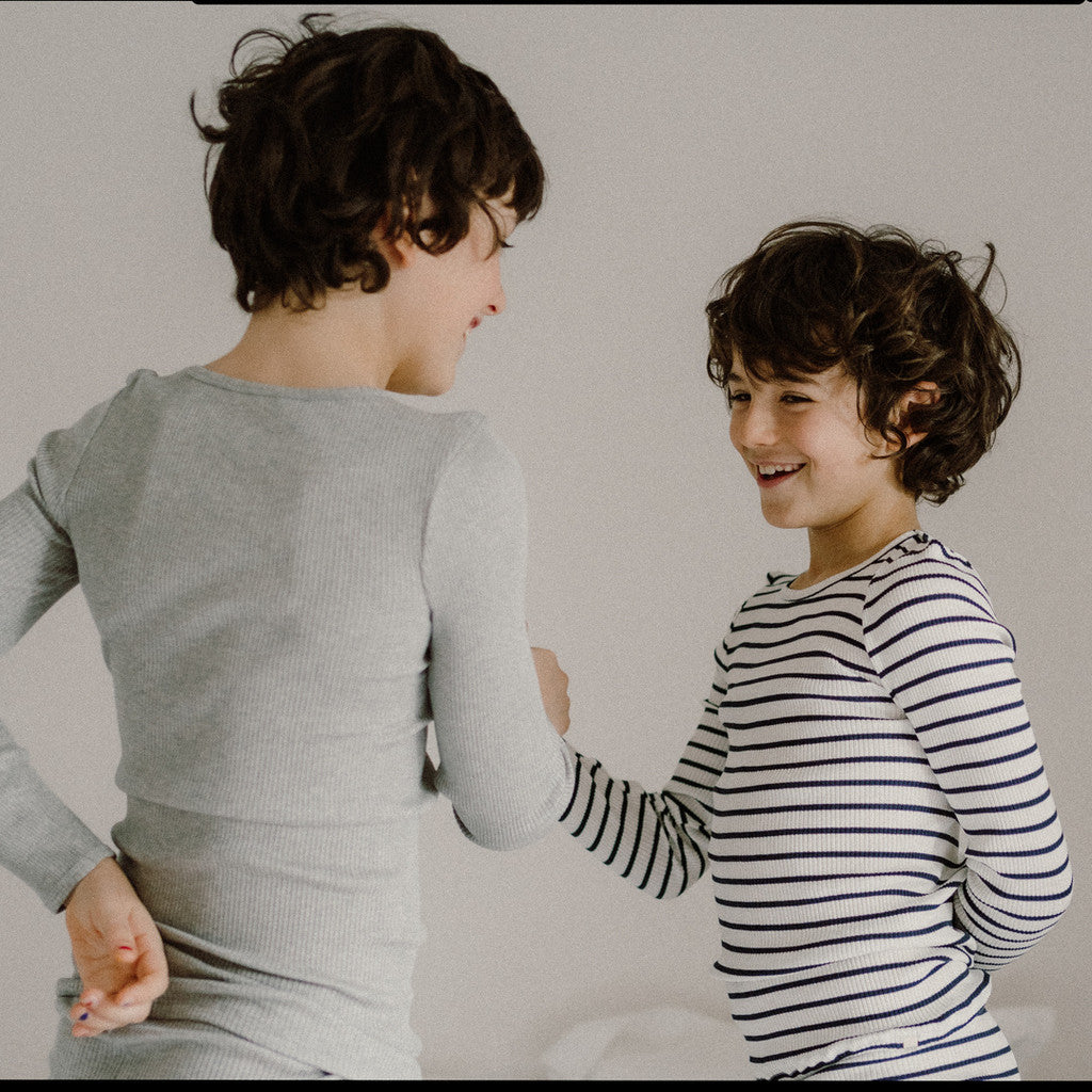 minimalisma Bergen - Children's silk long sleeve top Blouse for kids Grey Melange