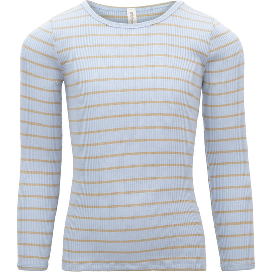 minimalisma Bergen - Children's silk long sleeve top Blouse for kids Clear Olive Stripes