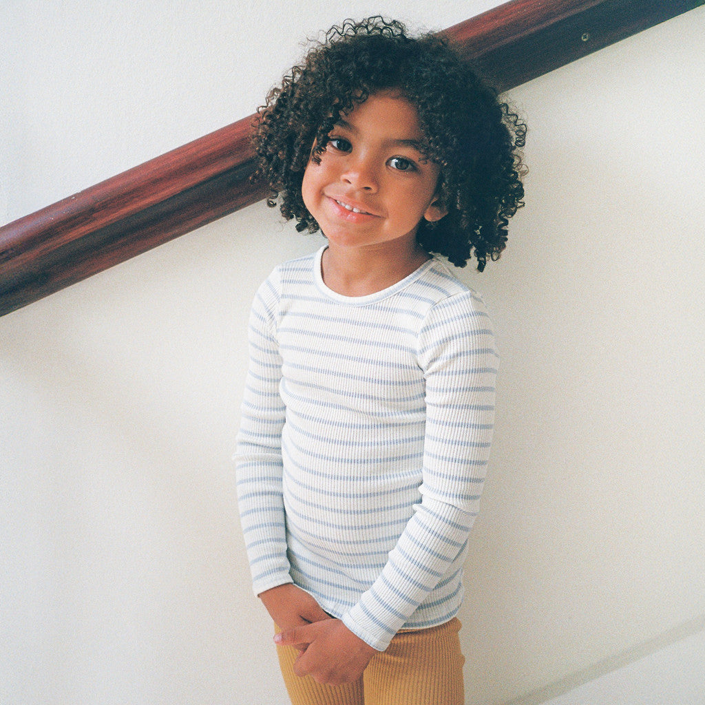 minimalisma Bergen - Children's silk long sleeve top Blouse for kids Clear Stripes
