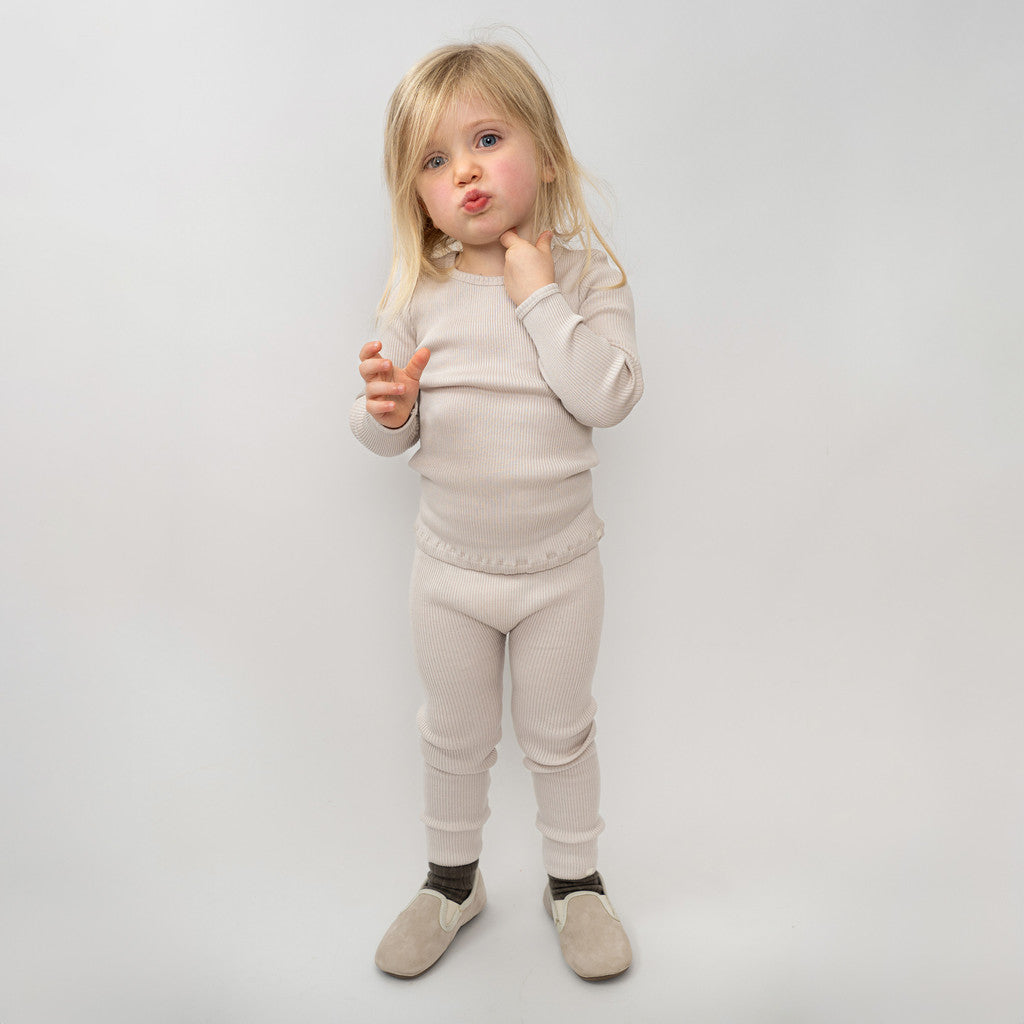 minimalisma Bergen - Children's silk long sleeve top Blouse for kids Ecru