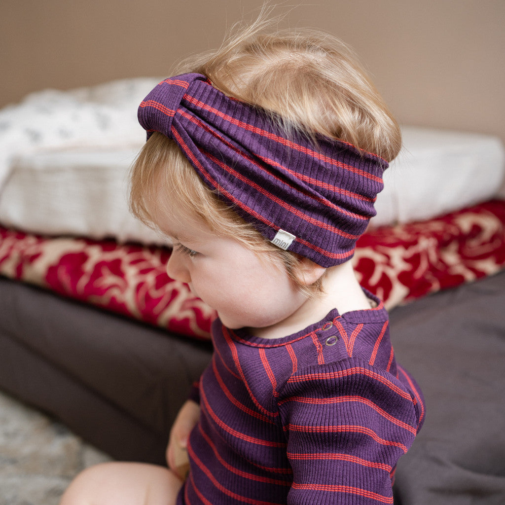 minimalisma Bi - Children's silk headband Bib / Hairband / Acc Blackberry Red Stripes