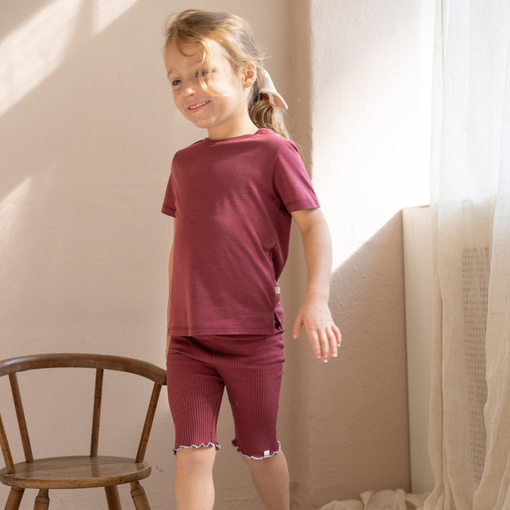 minimalisma Bicicleta - Children’s silk shorts Leggings / pants for babies and kids Pomegranate with Mauve