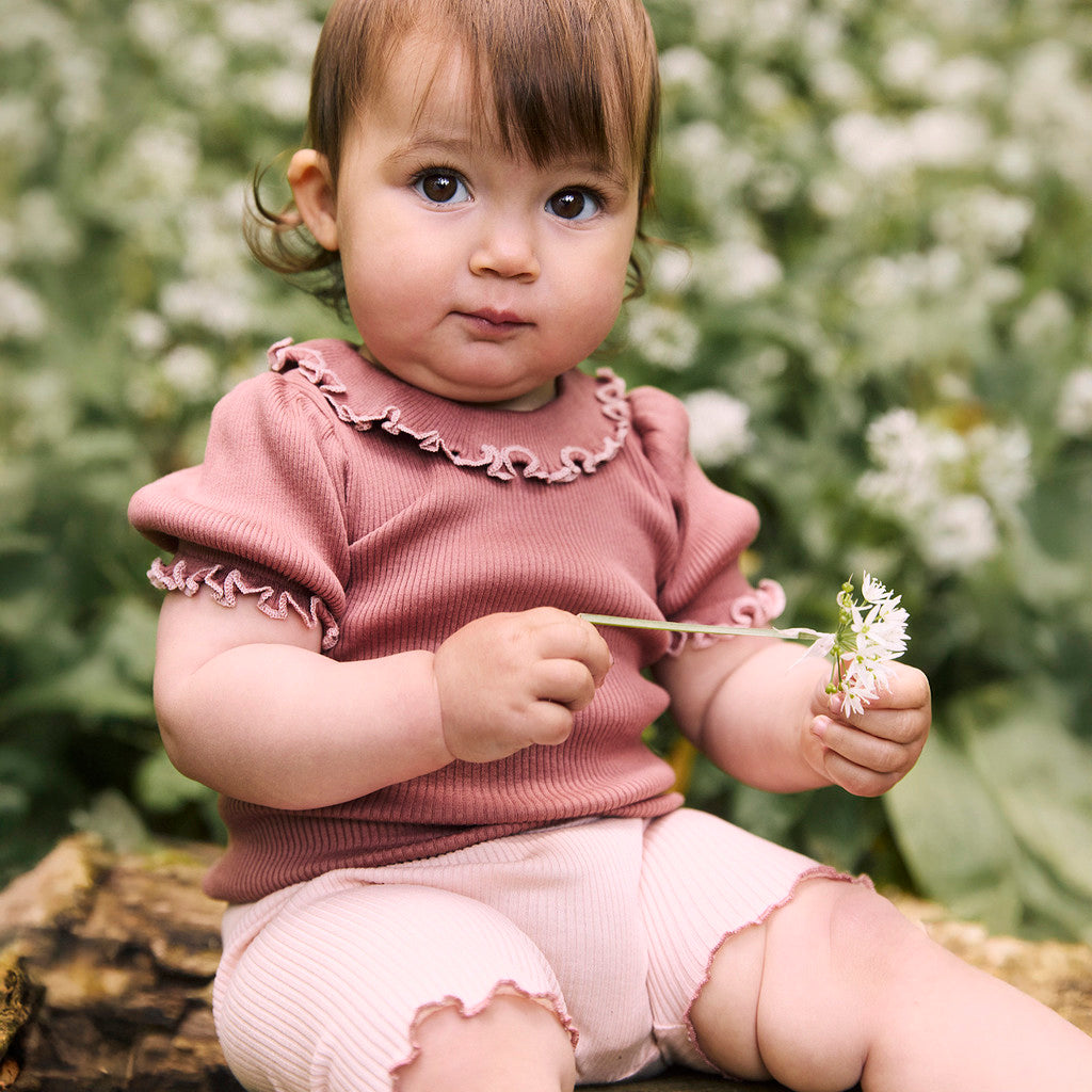 minimalisma Bicicleta 0-6Y Leggings / pants for babies and kids Sweet Rose with Antique Rose