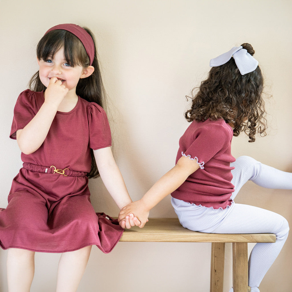 minimalisma Bieber-Frill 6-14Y Leggings / pants for kids Mauve with Ecru