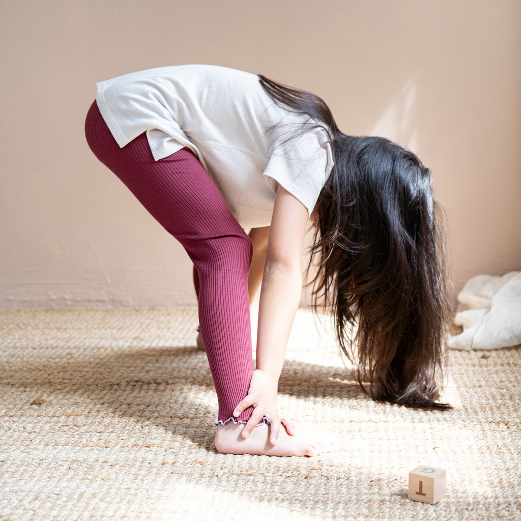 minimalisma Bieber-Frill 6-14Y Leggings / pants for kids Pomegranate with Mauve