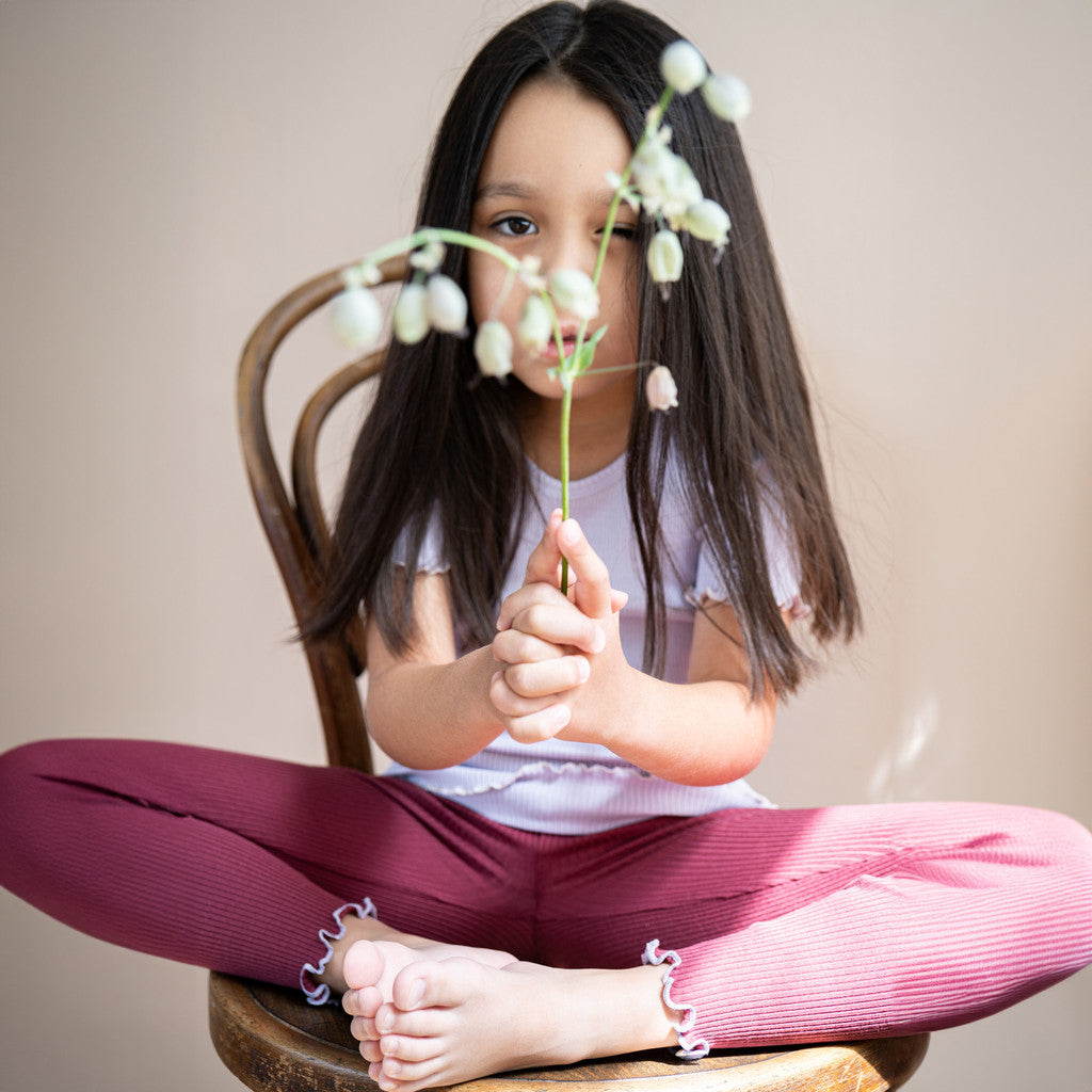 minimalisma Bieber-Frill 6-14Y Leggings / pants for kids Pomegranate with Mauve