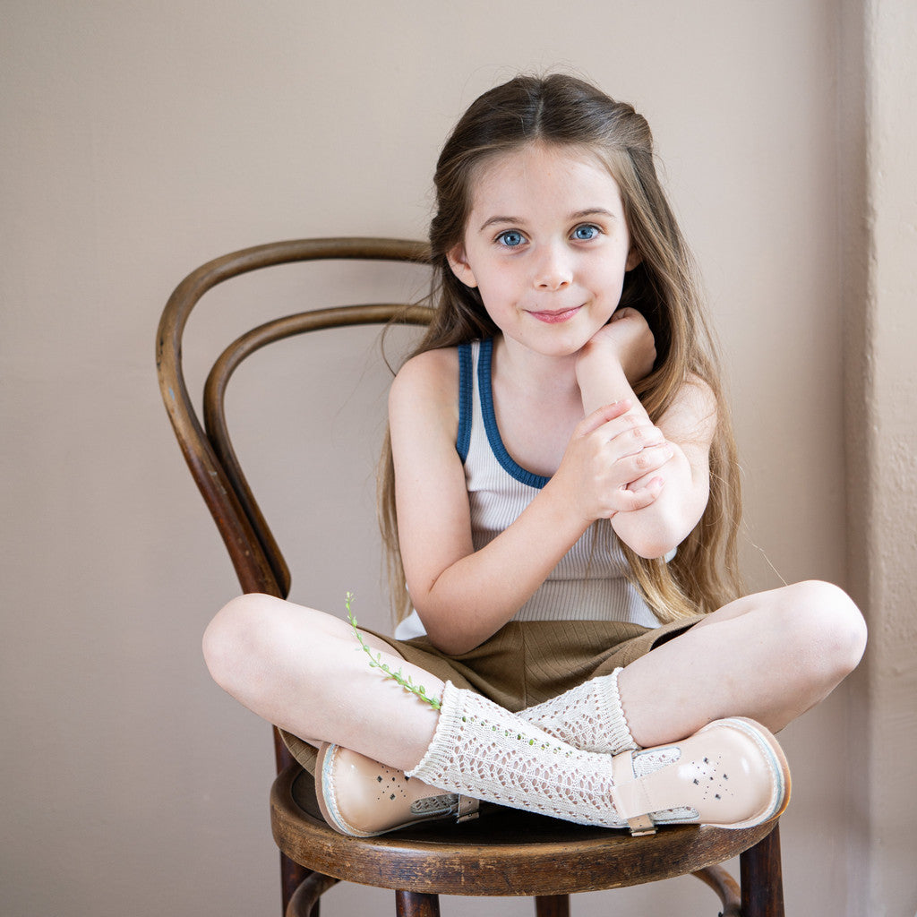 minimalisma Billund 6-14Y Blouse for kids Ecru with Fjord Blue