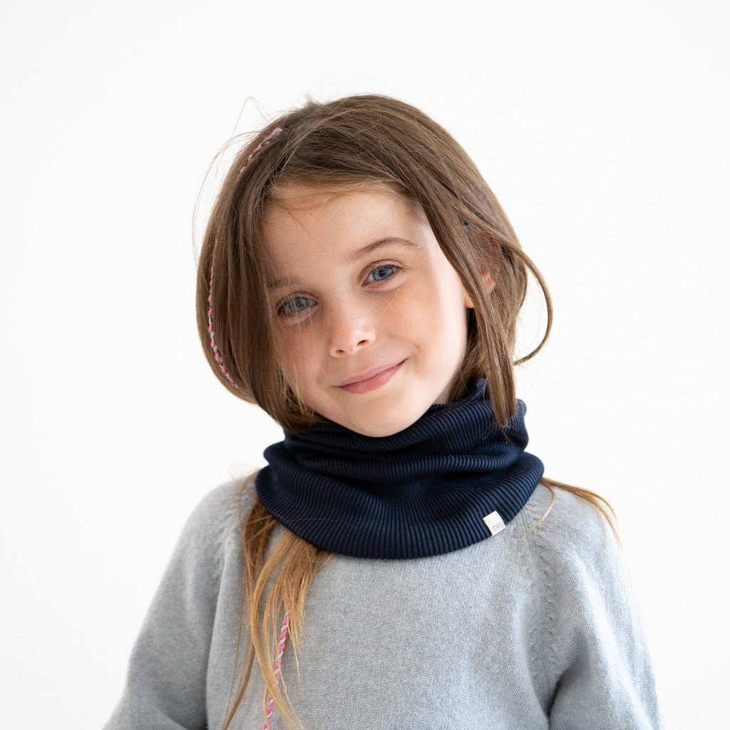 minimalisma Birk - Children's silk snood Bib / Hairband / Acc Dark Blue
