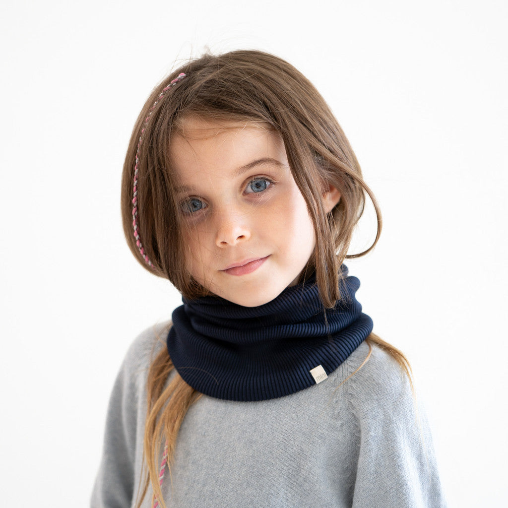 minimalisma Birk - Children's silk snood Bib / Hairband / Acc Dark Blue