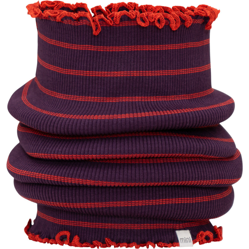 minimalisma Birkin - Children's silk tube scarf Bib / Hairband / Acc Blackberry Red Stripes