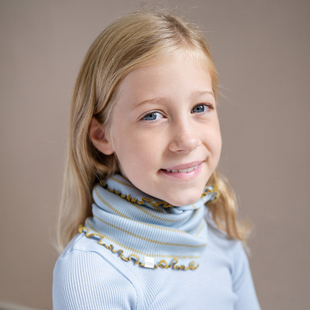 minimalisma Birkin - Children's silk tube scarf Bib / Hairband / Acc Clear Olive Stripes