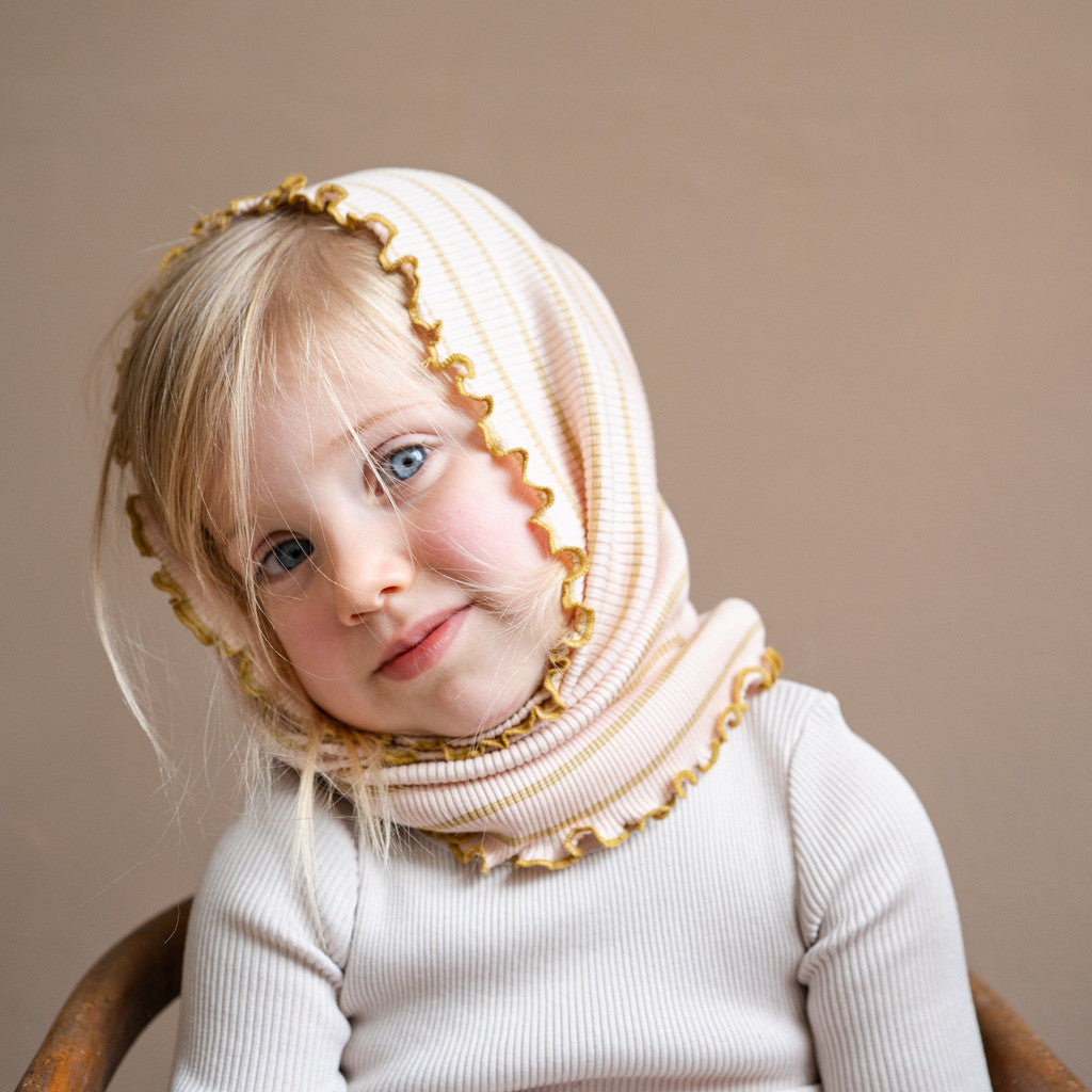 minimalisma Birkin - Children's silk tube scarf Bib / Hairband / Acc Sweet Olive Stripes